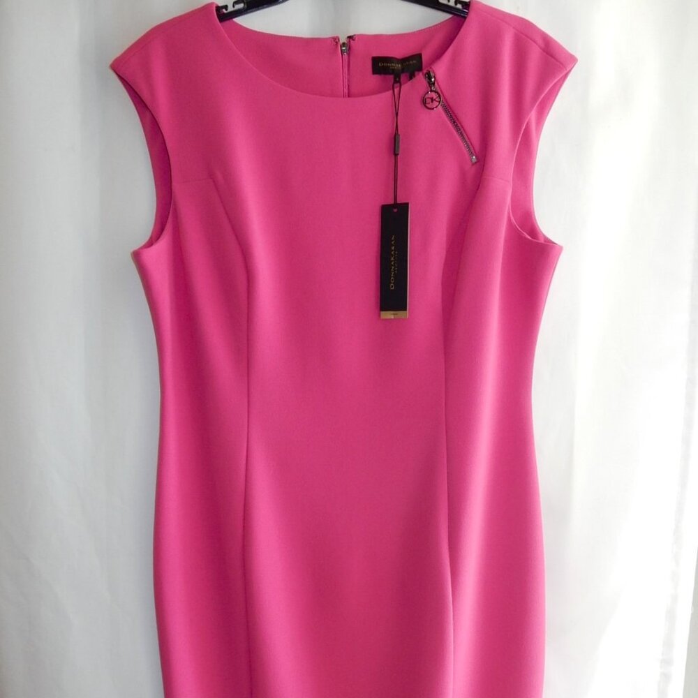Donna Karen Pink Knit Sleeveless Dress in Size 12 (NWT)